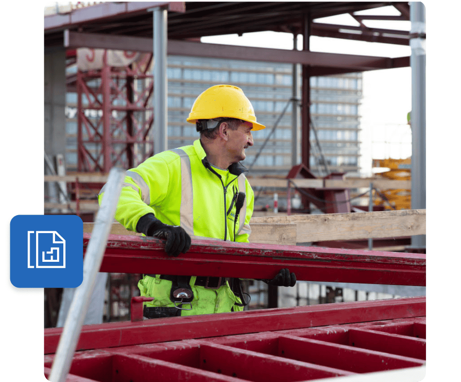 Construction Worker with a yellow hard hat