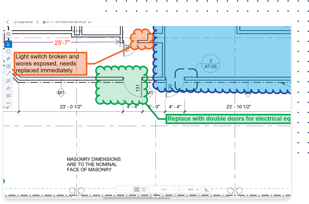 punch snagging markups on construction drawings on web construction software