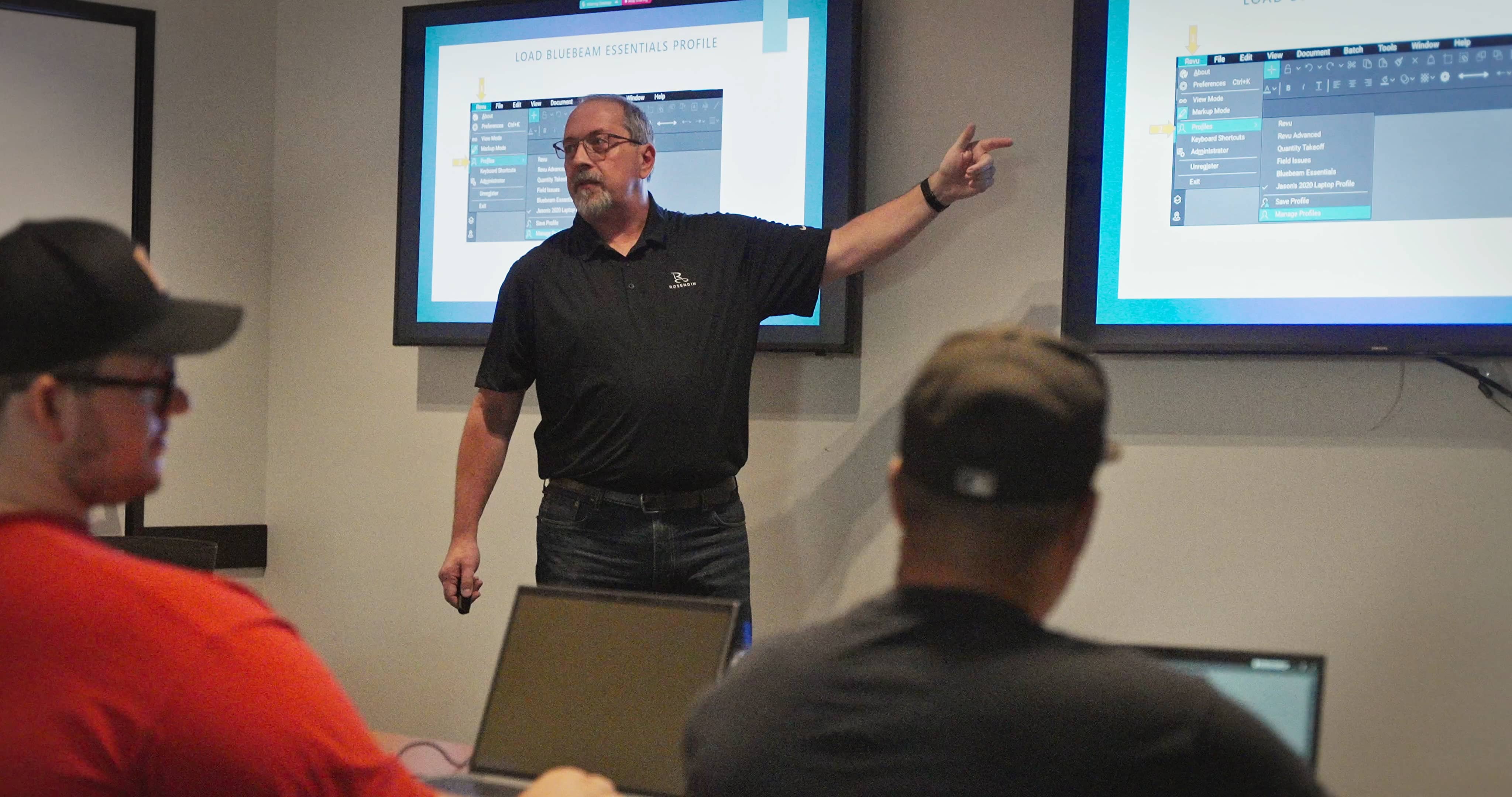 Jason McCarty leads an in-person Bluebeam training session for Rosendin field leaders, equipping them with advanced skills to improve efficiency, collaboration and project execution.